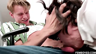 What a great scene! Leo Louis and his massive cock having it away Tootsy's femboy ass against a chair and a study table is almost oo having it away HOT!